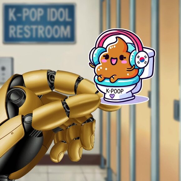 K Pop Sticker Poop Emoji Sticker Toilet Waterproof Sticker 4x4.55cm - Picture 1 of 1